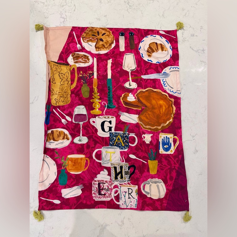 Anthropologie Gather Decorative Dish Towel, New With Tags